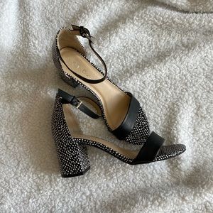 Polka dot black and white heels